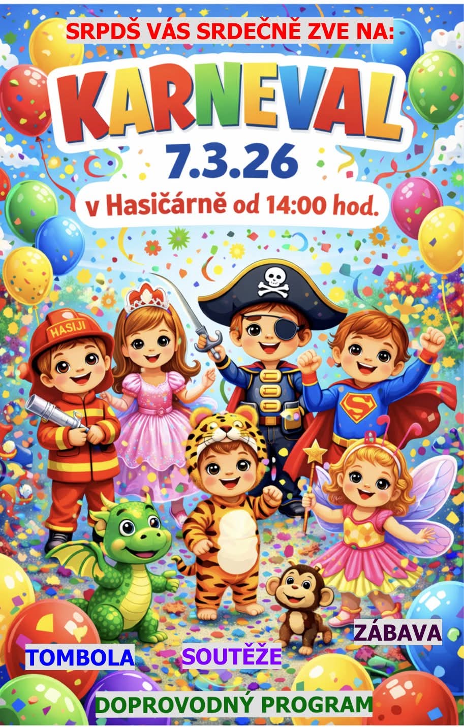 Karneval v hasičárně od 14:00, 7.3.2026